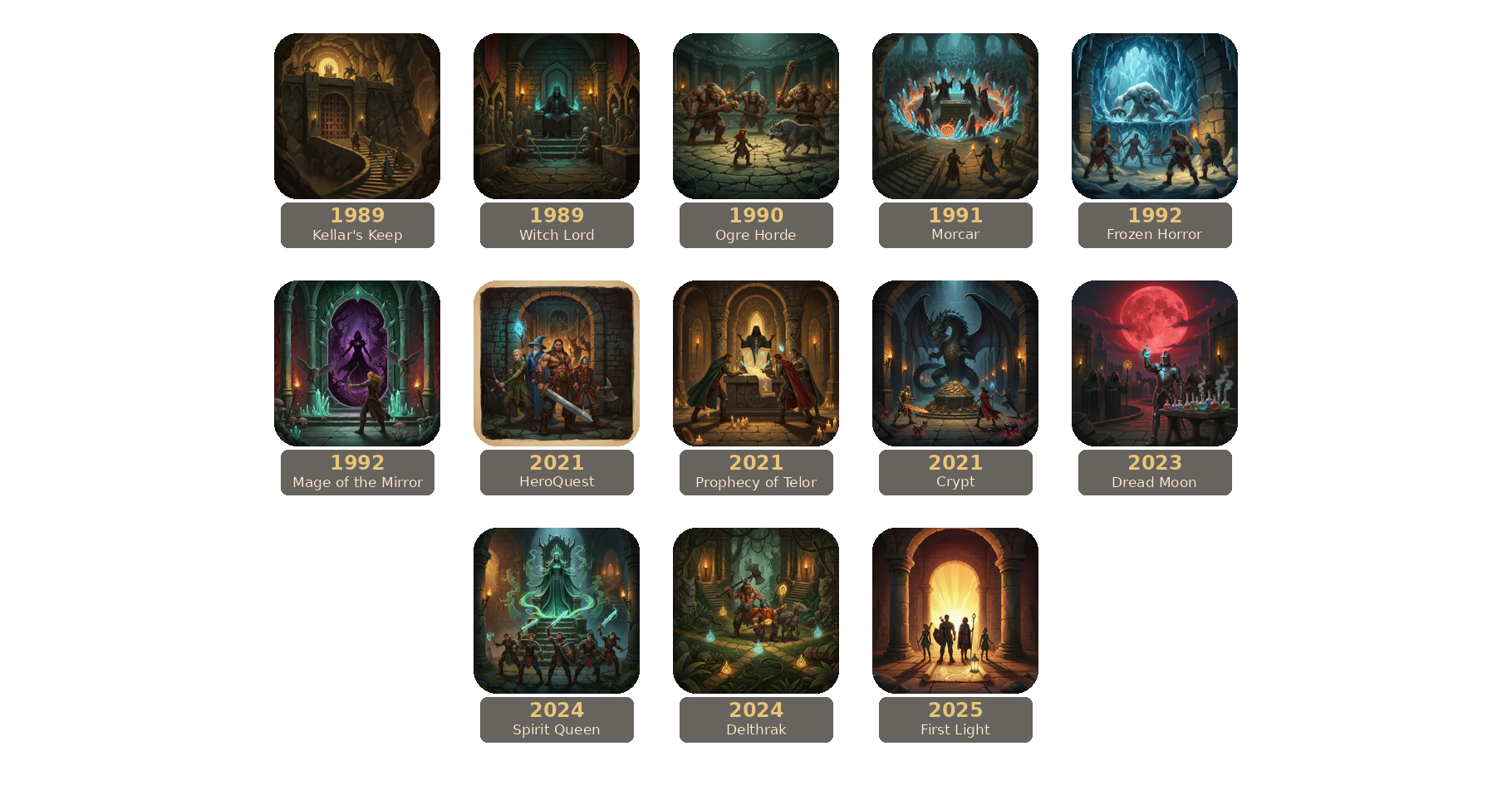 HeroQuest release timeline.
