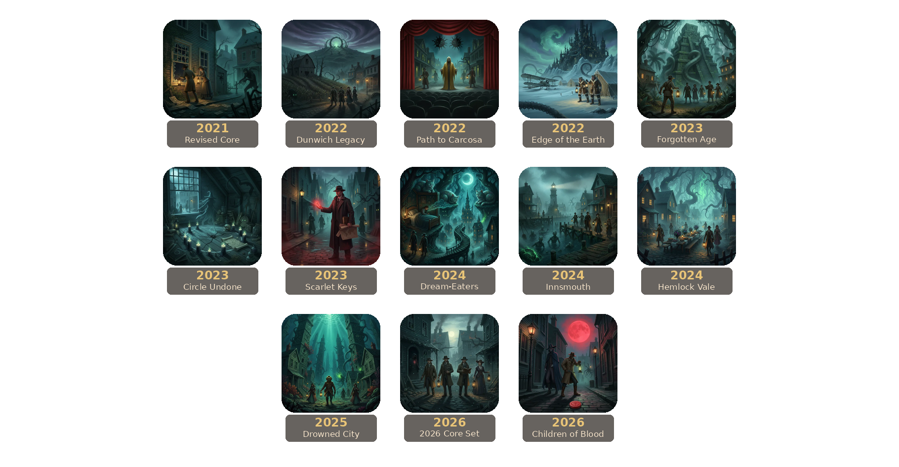 Arkham Horror: The Card Game release timeline.